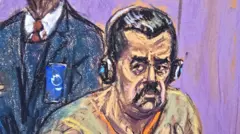 Un dibujo de Nicolás Maduro en la audiencia