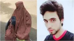 फयाजची आई आपल्या मुलाचा फोटो दाखवत आहे