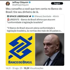 Advogado Chiquini diz que conselho é tirar dinheiro do Banco do Brasil