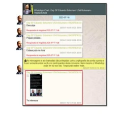 Captura das mensagens entre Jair Bolsonaro e Eduardo Bolsonaro reveladas pela PF