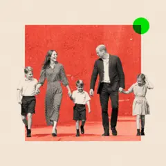 喬治王子、夏洛特公主和路易王子，在他們的父母劍橋公爵和公爵夫人的陪同。
