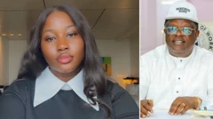 Foto of Mary Habila and Minsiter of Works Dave Umahi