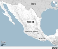 A map showing the location of Nizanda in southern Mexico.