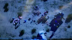 Aerial footage showing a group of people moving materials allegedly used to test explosives in a California desert.