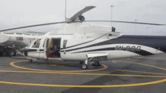 A white stripe helicopter