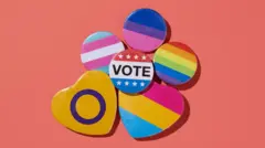 Broches de votação e de bandeiras de gênero