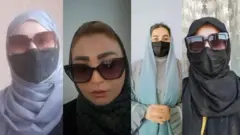 تصویر چهار زن معترض در که در حمایت از زنان هرات کارزار راه انداخته اند. 