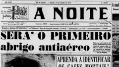 Jornal A Noite de setembro de 1942 anuncia na manchete: Será o primeiro abrigo antiaéreo