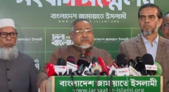 সংবাদ সম্মেলনে কথা বলছেন জামায়াতের নায়েবে আমির সৈয়দ আবদুল্লাহ মোহাম্মদ তাহের