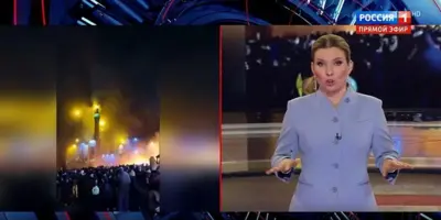 تلویزیون دولتی روسیه در روز ۱۳ ژانویه بخشی از برنامه‌های خود را به اعتراض‌های ایران اختصاص داد
