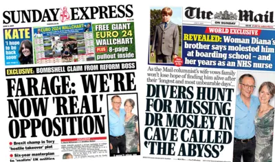 The front of the Sunday Express and the Mail on Sunday
