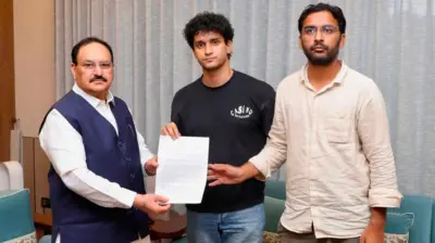 सौरव दास और आशुतोष रांका जेपी नड्डा के साथ