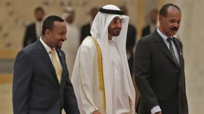 MM Abiy (bitaan) bulchaa UAE (gidduun) Pir. Isaayyaas (mirgaarraan)