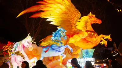 Lantern installations are seen during the Qinhuai Lantern Festival at Fuzimiao, Confucius Temple, in Nanjing, China