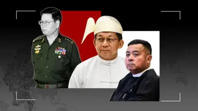 ဗိုလ်ချုပ်ကြီးခင်ညွန့်၊ ဦးမင်းအောင်လှိုင်နဲ့ ဗိုလ်ချုပ်ကြီးရဲဝင်းဦးတို့ကို သရုပ်ဖော်ထားပုံ