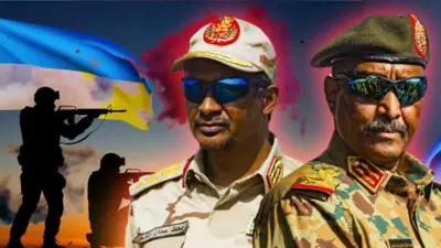 سودان از آوریل ۲۰۲۳  صحنه جنگ قدرت بین ژنرال البرهان (سمت راست) و معاون سابقش ژنرال حمدیتی بوده است
