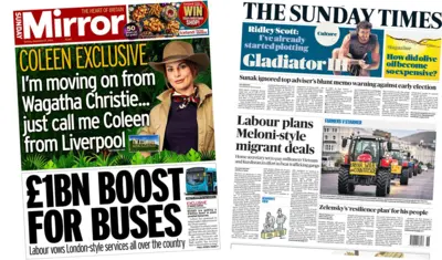 Front pages of Sunday Mirror and Sunday Times