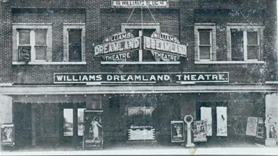 The Williams Dreamland Theatre destroyed during the Tulsa Race Massacre, in 1921