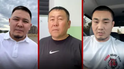 Активист Азамат Баяманов, куудул Талант Анарбаев жана блогер Ильяз Чыңгызбек уулу