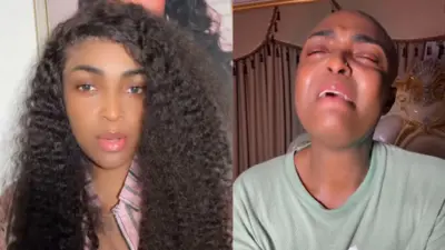 Blessing CEO wọ ẹwu ti irun ori rẹ to gun bo mọlẹ ati foto to ṣafihan bi Blessing ṣe n sunkun