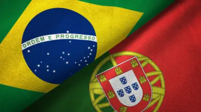 Bandeiras de Brasil e Portugal
