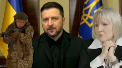 BBC Украин хизматидан Ирeна Таранюк, президент Зеленский ва аёл аскар.