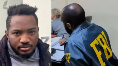 Photos of James Junior Aliyu and FBI agent