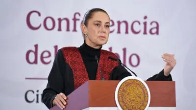 Claudia Sheinbaum, presidenta de México, en una rueda de prensa
