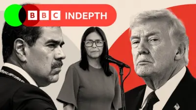 Nicolas Maduro, Delcy Rodriguez and Donald Trump