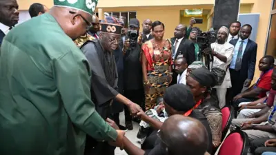 Tinubu with families of Plateau attacks victims
