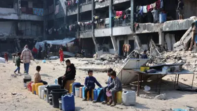 パレスチナ・ガザ地区の住民ら