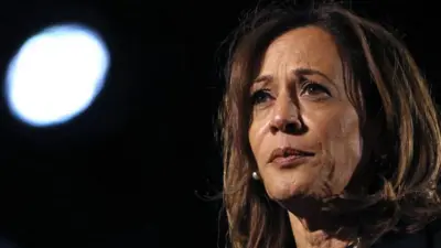 Vice President Kamala Harris, Democratic presidential candidate, speak for one campaign rally for Carrie Blast Furnaces in Rankin, Pennsylvania, dressed in black