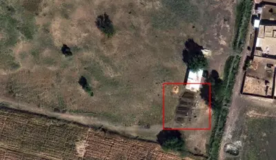 Satellite image showing newly-dug graves in Sudan