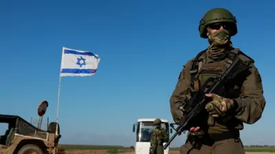 An Israeli soldier near the border with Gaza