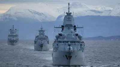 Фрегаты ВМС Германии на учениях в Северном море в октябре 2025 года