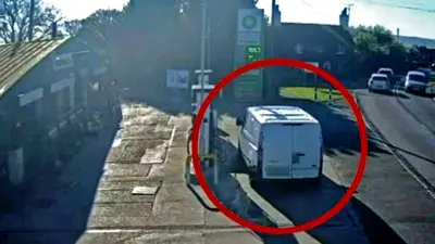 یک ون سفید رنگ در تانک تیل 