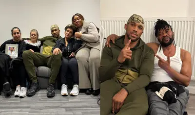 Foto Anthony Joshua na ndị ezinaụlọ Sina Ghami na Latif Ayodele oge ọ gara zute n'ụbọchị Sọnde 4 Jenụwarị, 2026
