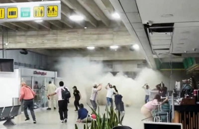 El momento de los terremotos en el aeropuerto de Maiquetía.