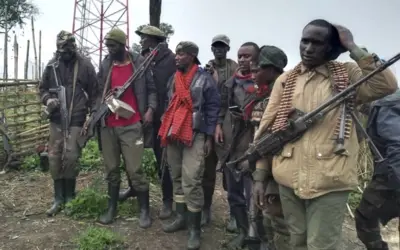 Imwe mu mafoto BBC yagenzuye ikayemeza, yerekana abarwanyi ba Twirwaneho bagaragaza ko bafashe agace ka Point-Zero