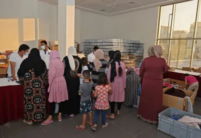 پناهجویان افغان در یک مرکز اسکان پناهجویان در دوحه قطر - ۲ سپتمبر ۲۰۲۱