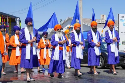 ਨਗਰ ਕੀਰਤਨ ਦੌਰਾਨ ਪੰਜ ਪਿਆਰਿਆਂ ਦੀ ਤਸਵੀਰ