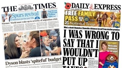 The front pages of the Times and Daily Express