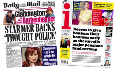 Front pages of Daily Mail and the i