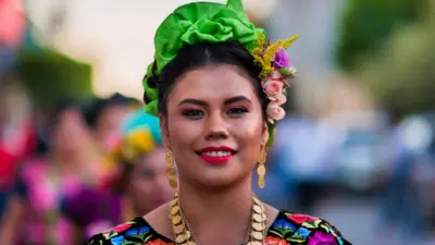 A Zapotec woman pictured during a fair celebration in Istmo de Tehuantepec.