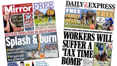 A composite image of the front pages of the Daily Mirror and the Daily Express on 12 July 2025