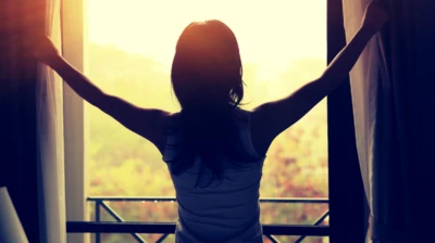 Women looking out of a window