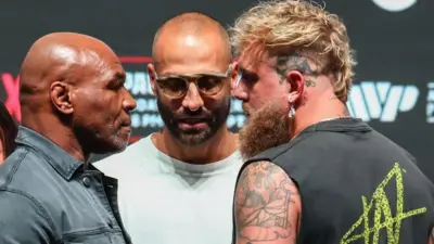 Mike Tyson faces off with Jake Paul