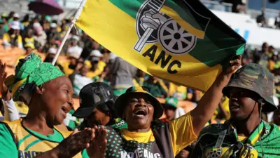 ANC supporters waving a flag