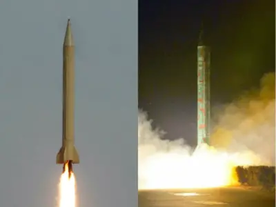 이란 샤하브-3 미사일(좌)과 북한 노동 미사일(우)