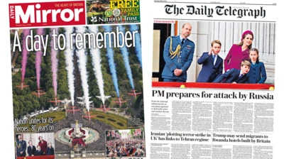 The Daily Mirror and The Daily Telegraph front pages.